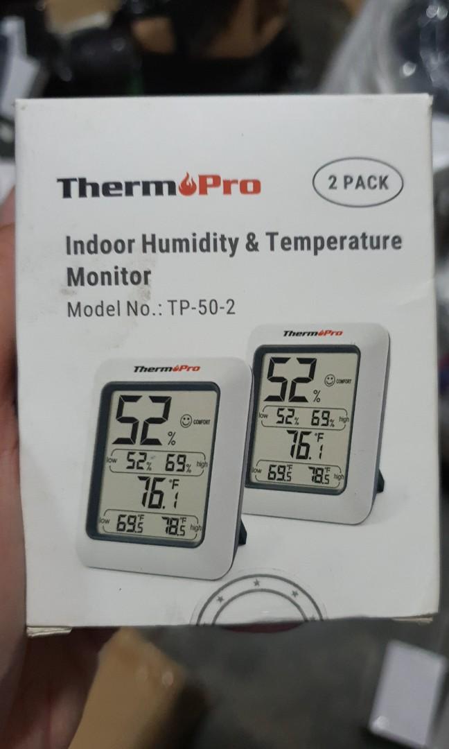 ThermoPro TP50 2 Pieces Digital Hygrometer Indoor Thermometer Room  Thermometer and Humidity Gauge with Temperature Humidity Monitor