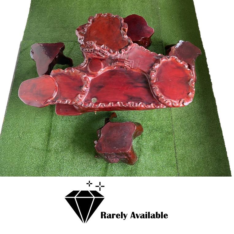 Title Chinese Root Carved Gongfu (kung Fu) Ceremonial Tea Table with 4 ...