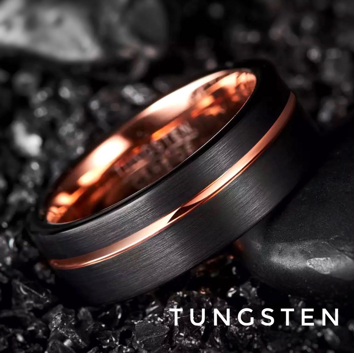 Mens black and rose gold ring discount