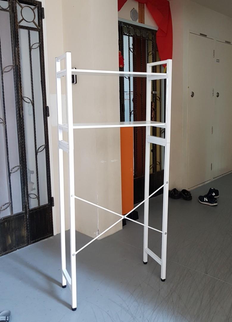 Washing Machine Rack 2 tier White Wood (suitable for front load & top ...