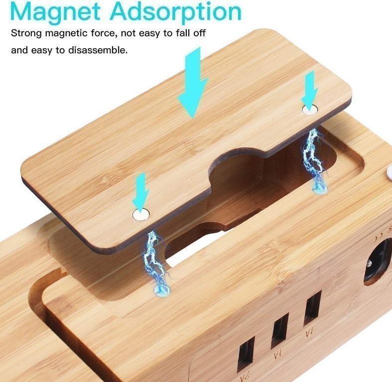10318 AICase Bamboo Wood USB Charging Station Desk Stand Charger