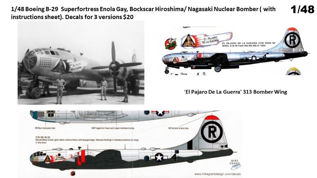 1/48 Boeing B29 Enola Gay, P51D Mustang, BF109 decals, Hobbies & Toys