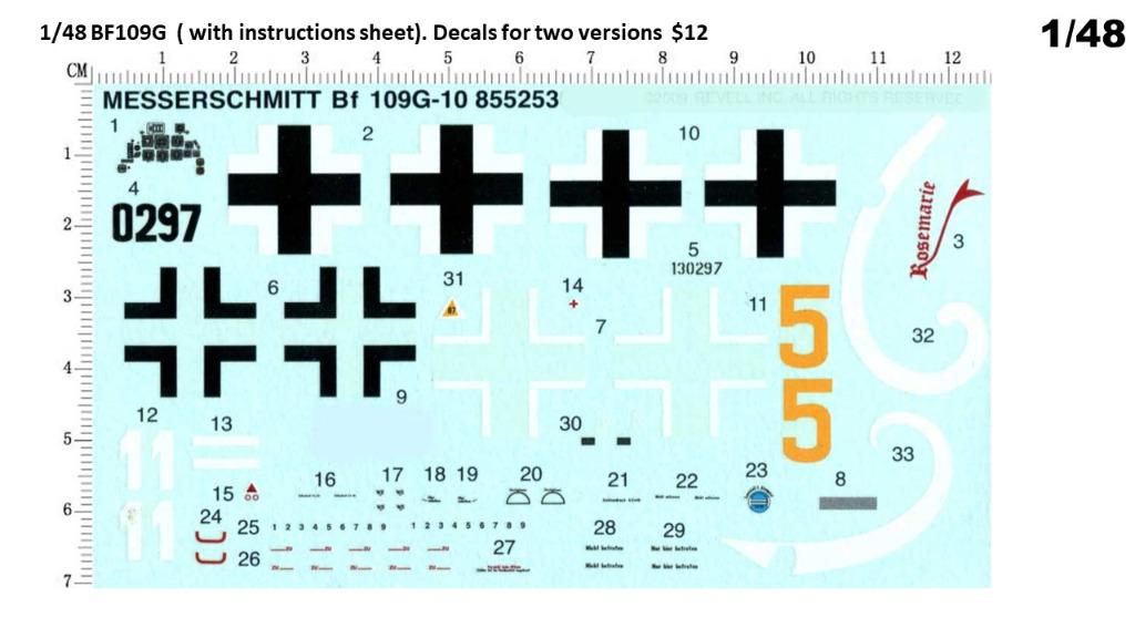 1/48 Boeing B29 Enola Gay, P51D Mustang, BF109 decals, Hobbies & Toys