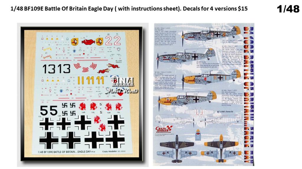 1/48 Boeing B29 Enola Gay, P51D Mustang, BF109 decals, Hobbies & Toys