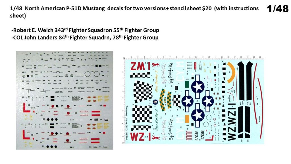 1/48 Boeing B29 Enola Gay, P51D Mustang, BF109 decals, Hobbies & Toys