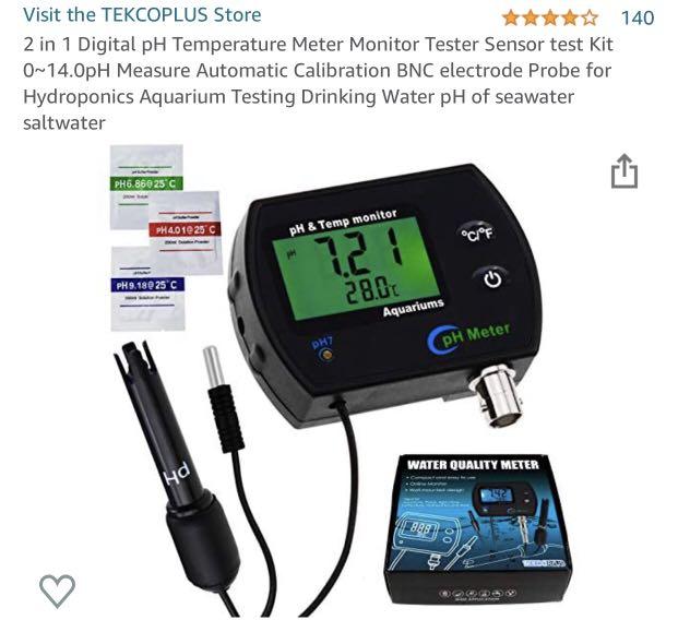 Digital pH Meter Temperature Monitor Tester Aquarium WaterQuality