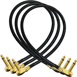 6.35mm 12 Inch Patch S-Shaped Pedal Effects Instrument Cable Custom Made by WORLDS BEST CABLES – Made Using Mogami 2524 Wire and Eminence Gold Plated R/A Pancake Type Connectors