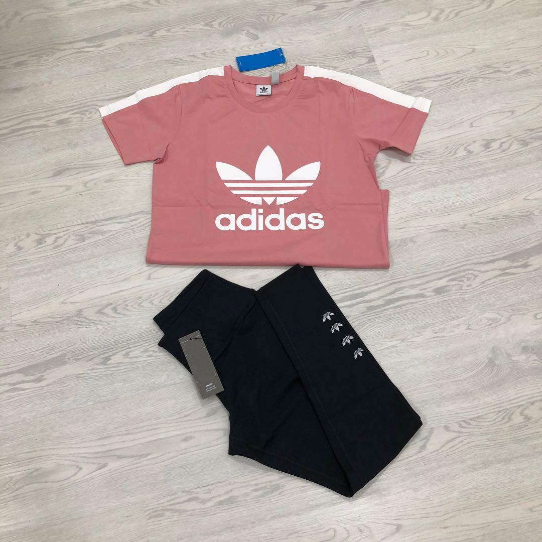 Pink adidas best sale leggings and shirt