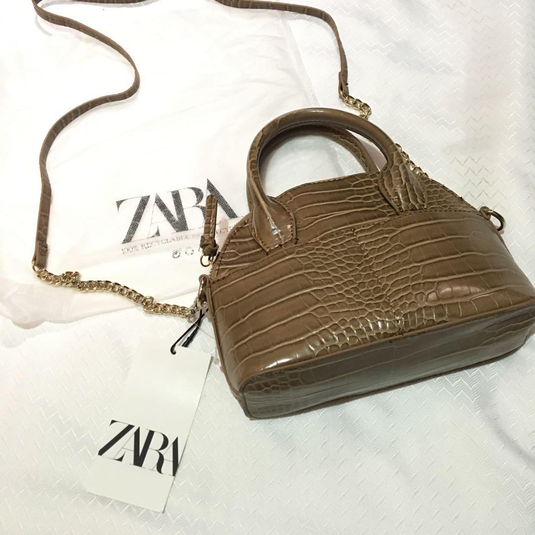 ZARA Animal Print Mini Bowling Bag , Women's Fashion, Bags & Wallets