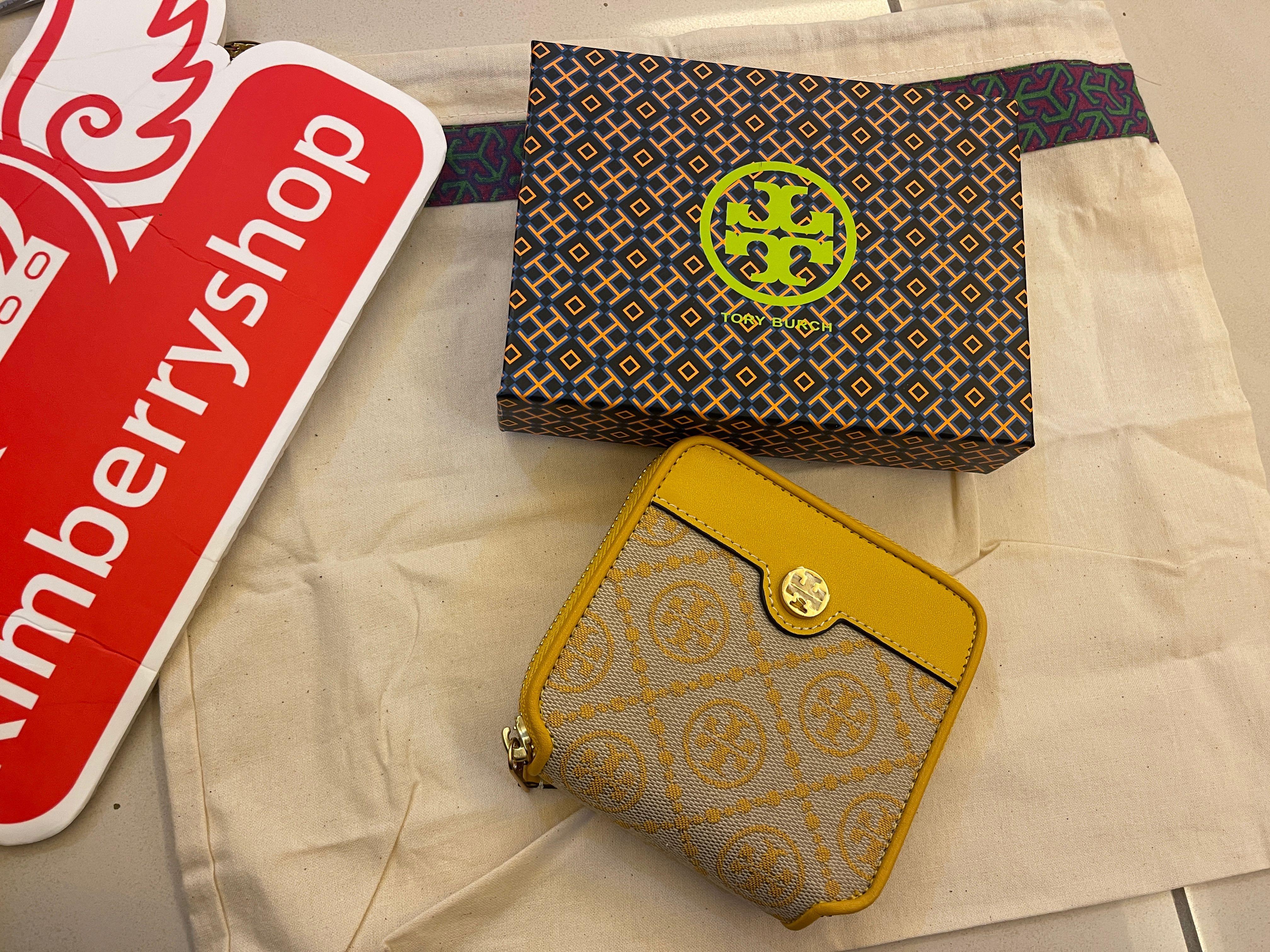 Authentic Tory Burch T monogram Mini Wallet with yellow box, Luxury,  Accessories on Carousell