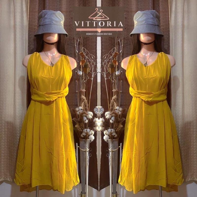 BKK bangkok dress yellow mustard semi formal casual evening cocktail dress