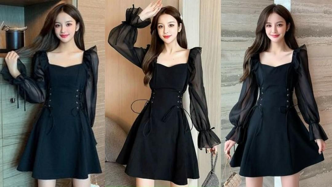 Dresses | Black Korean Short Dress | Freeup