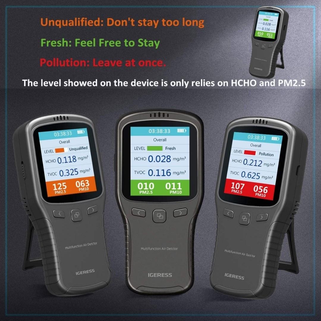 BNIB Igeress Indoor Air Quality Meter (HCHO) PM2.5 / PM10 / TVOC Tester