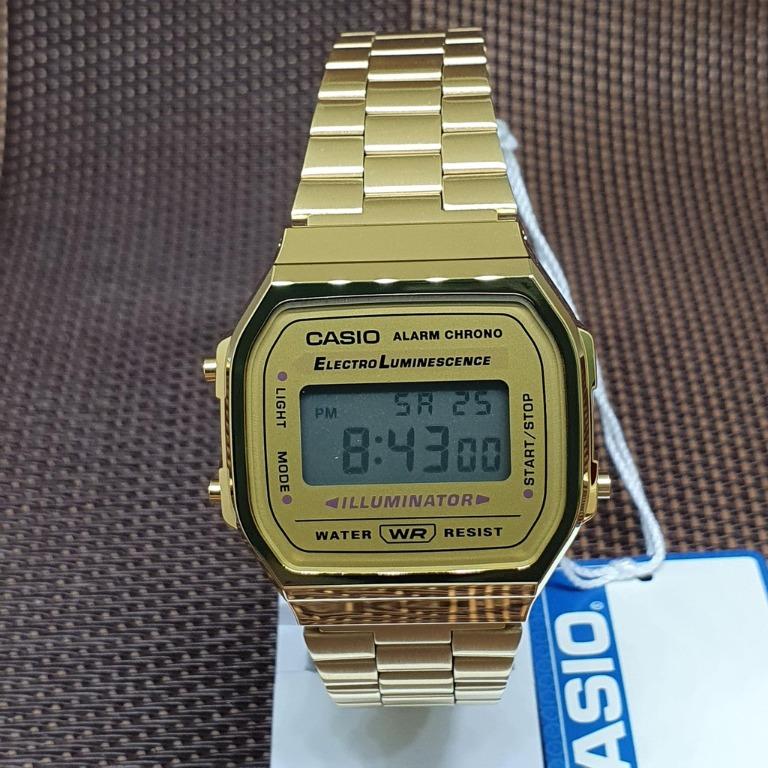 Casio Vintage Retro Gold Digital Dial Stainless Steel Unisex Watch  A168WG9UR 