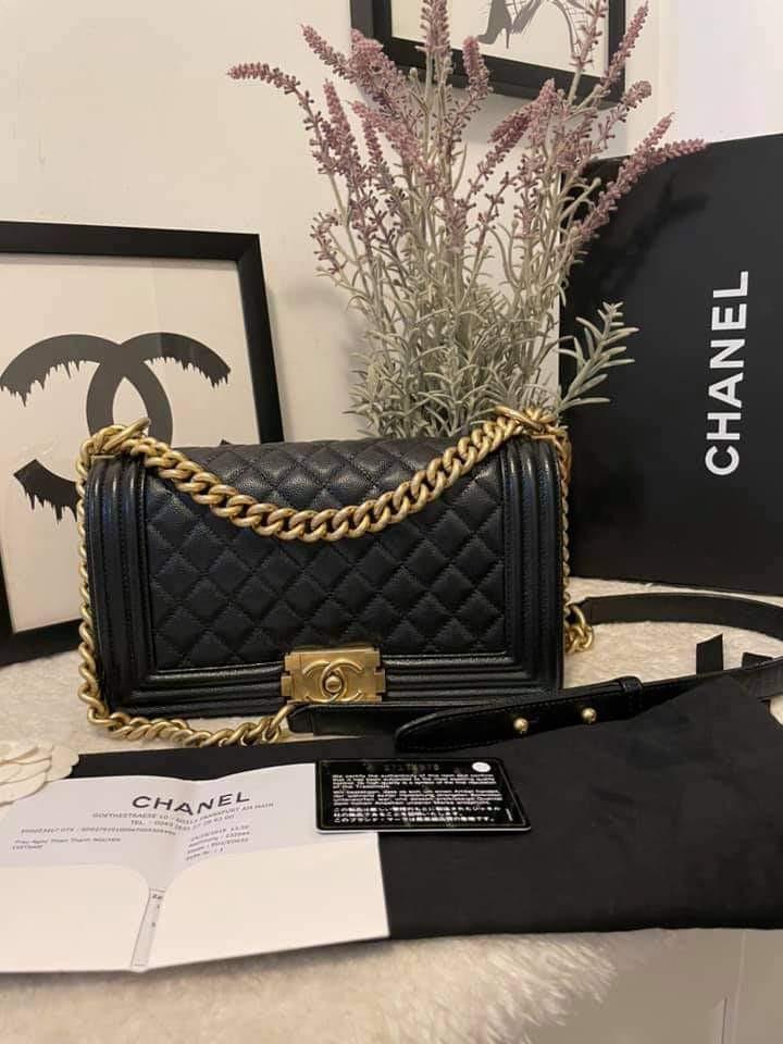 Chanel Leboy Old Medium Caviar Black Aged GHW Series 27 Year 2019