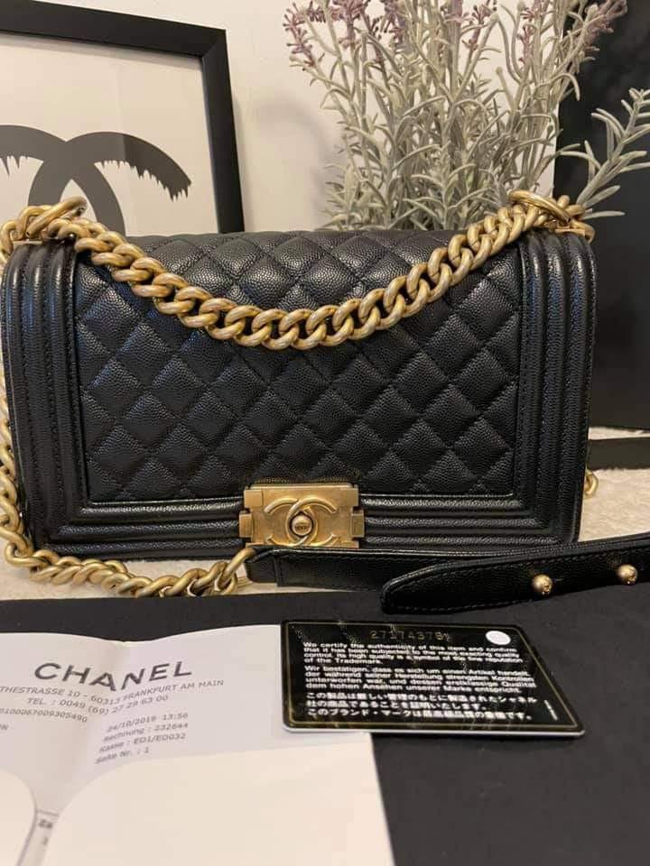 Chanel Leboy Old Medium Caviar Black Aged GHW Series 27 Year 2019