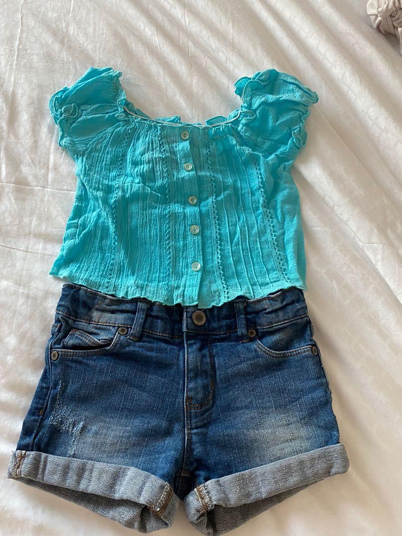 Girls in blue jean shorts cheap
