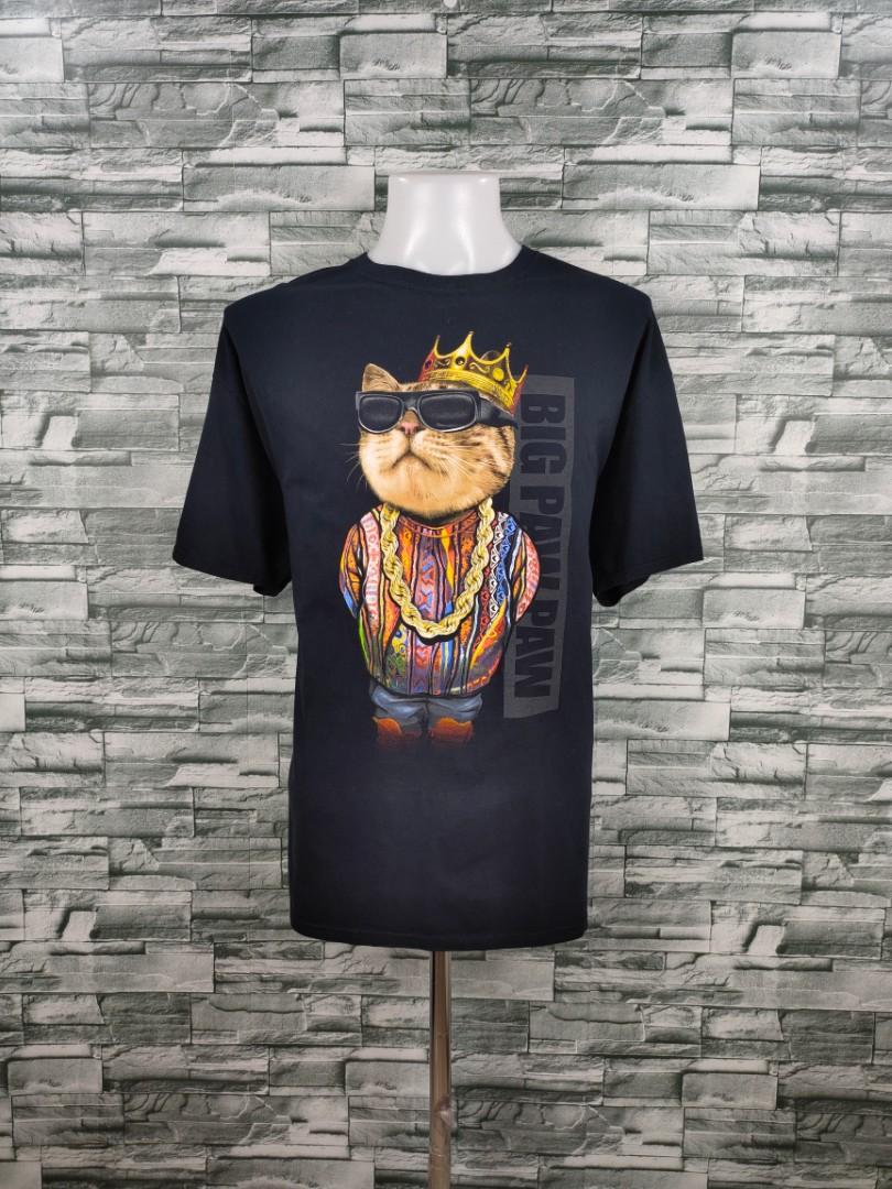 DOM Notorious Big Paw Paw Cat Black Shirt Men s Fashion Tops
