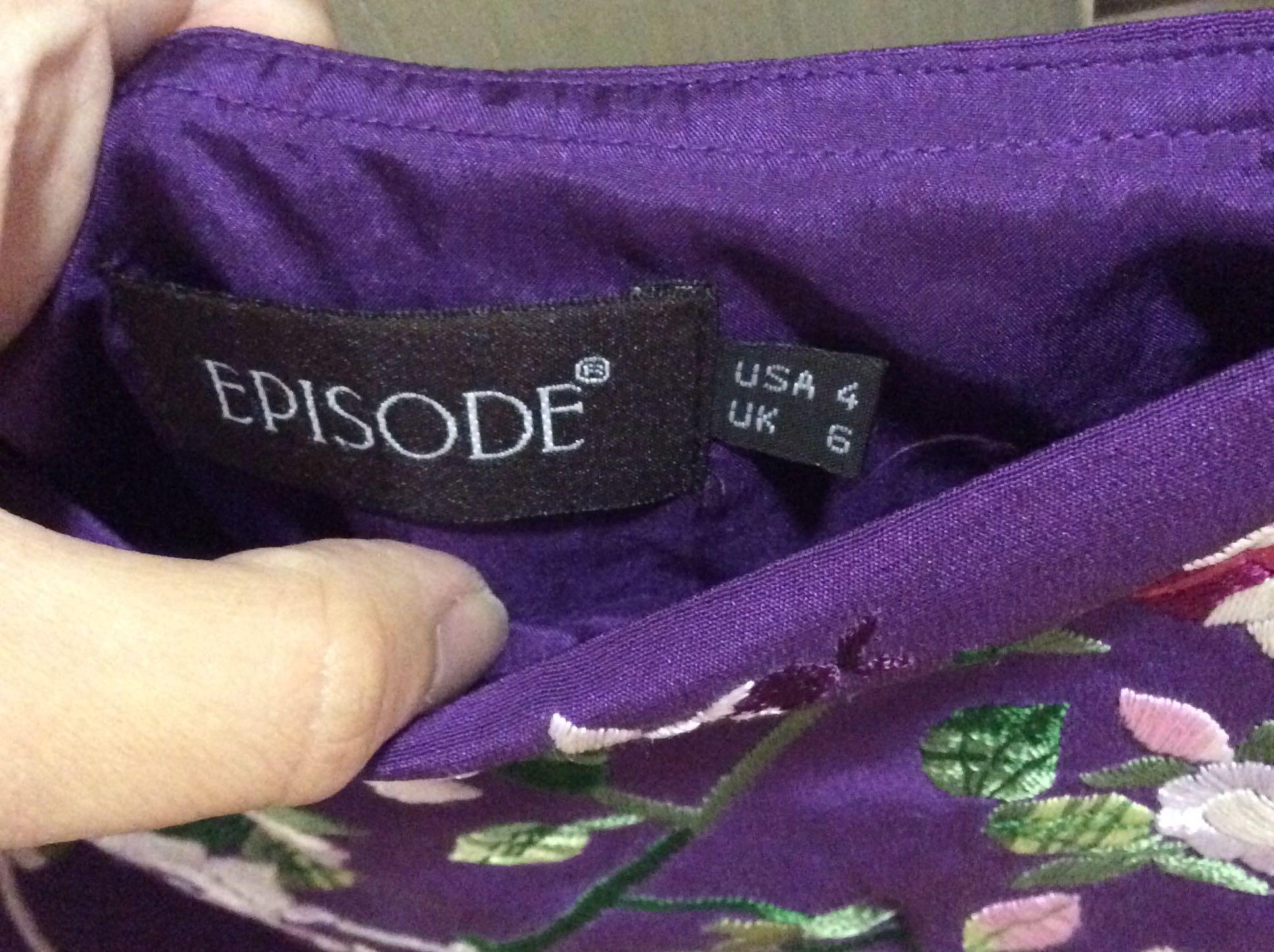 Episode embroidered silk skirt (Category: Skirts) located in Quezon City. Submitted by redddtag (Listing ID 1103229374, Image 2). Description: Episode silk embroidered skirt Measurement of waistline by tape measure on last pic (approx 26 inches) No pic when worn No LBC COP NO Shopee check out Payment by BDO or BPI FAMILY SAVINGS BANK .