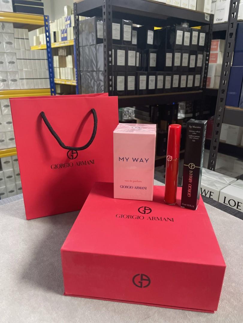 GIORGIO ARMANI RED BOX -(MY WAY+405) SET WITH PAPER BAG, Beauty & Personal  Care, Fragrance & Deodorants on Carousell