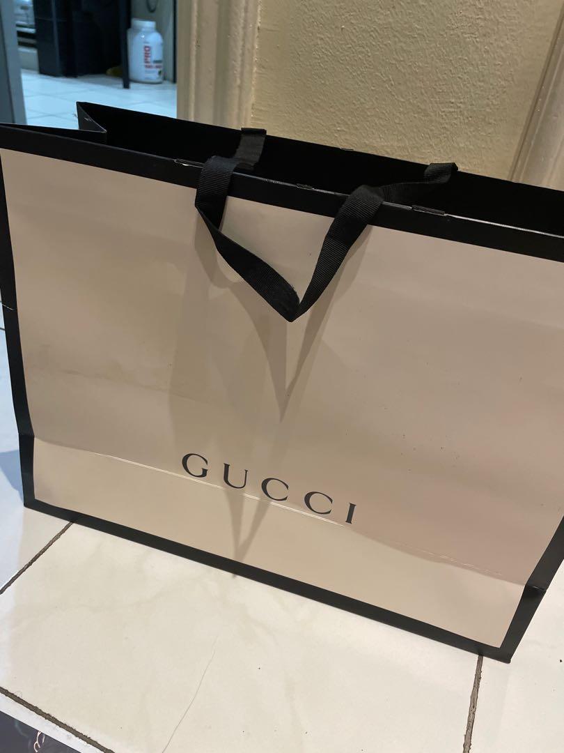 Gucci paper bag ( big ) (Category: Luxury Accessories) located in Mandaluyong City. Submitted by lalaandkiki (Listing ID 1103254974, Image 3). Description: Authentic .