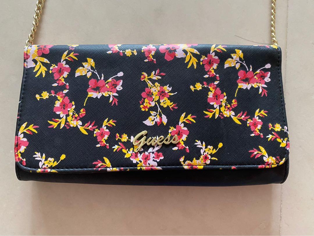 Guess black discount floral bag