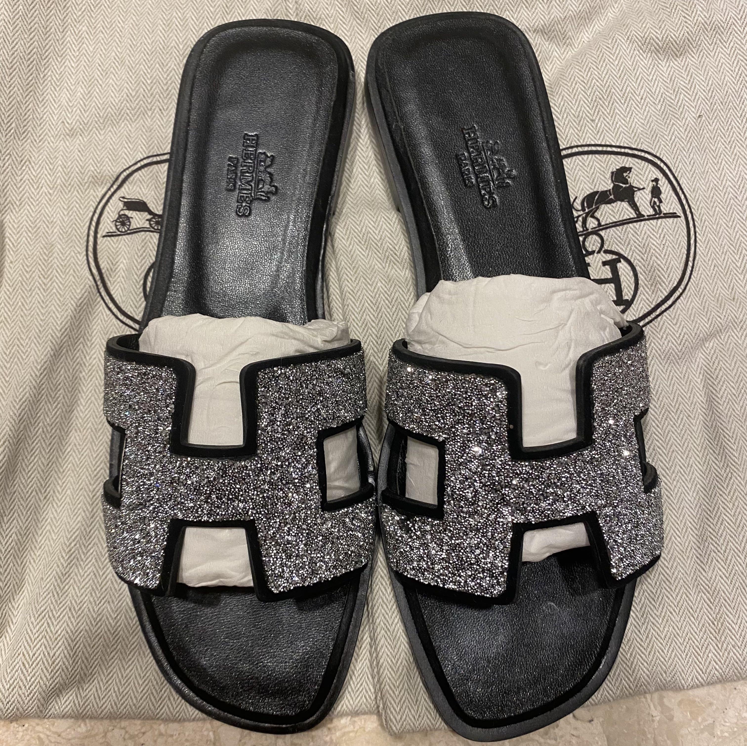 Hermes sandals sparkle top