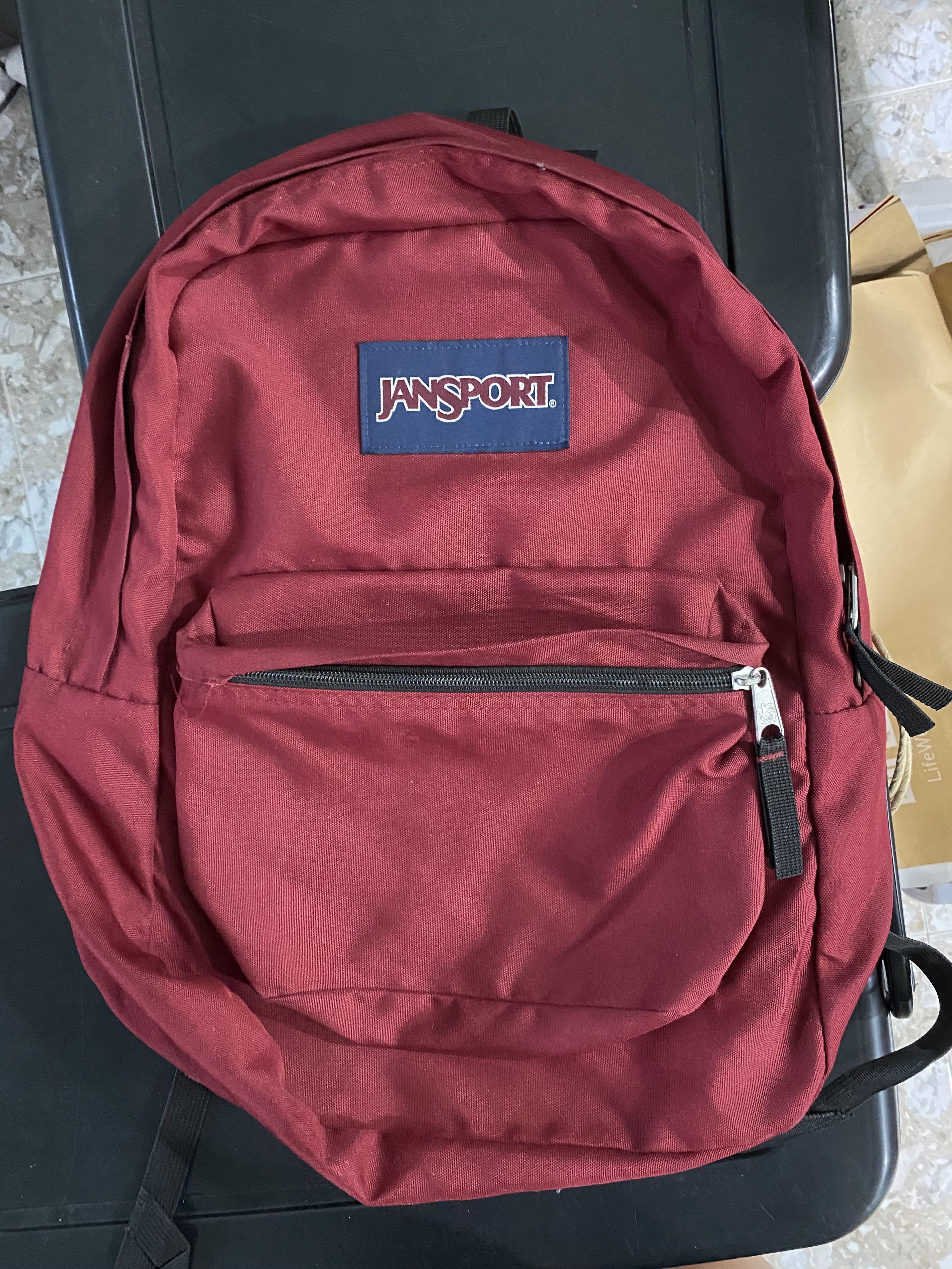 Dark red jansport online backpack