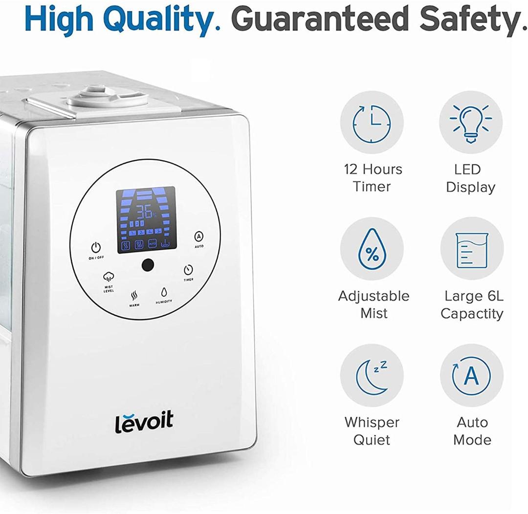 Levoit Humidifier for Home Bedroom 6L, Warm & Cool Mist Essential Oil