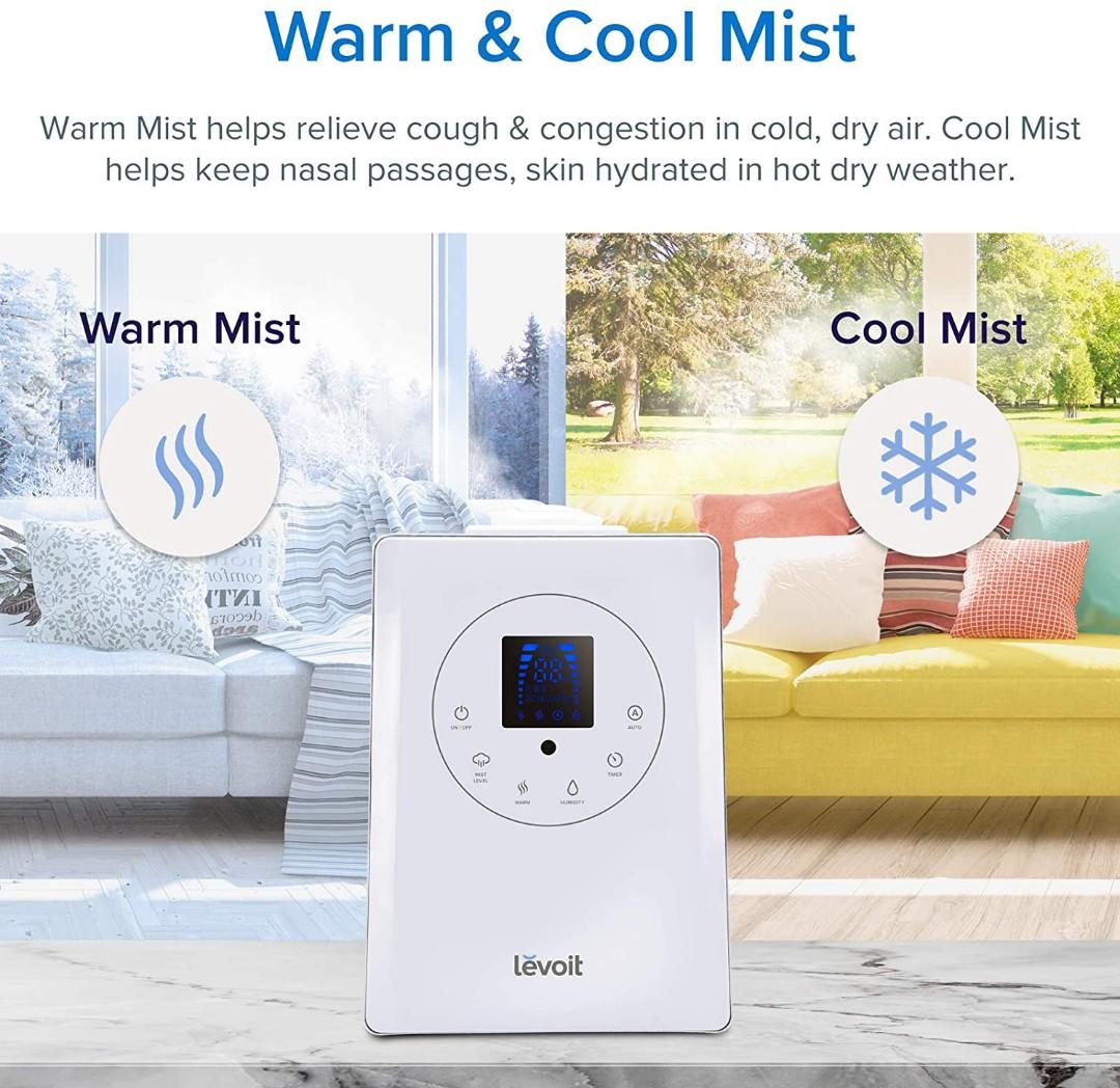 Levoit Humidifier for Home Bedroom 6L, Warm & Cool Mist Essential Oil