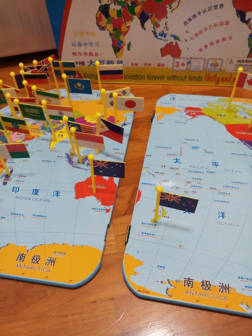 Map of the World and Flags Montessori Educational, Hobbies & Toys, Toys ...