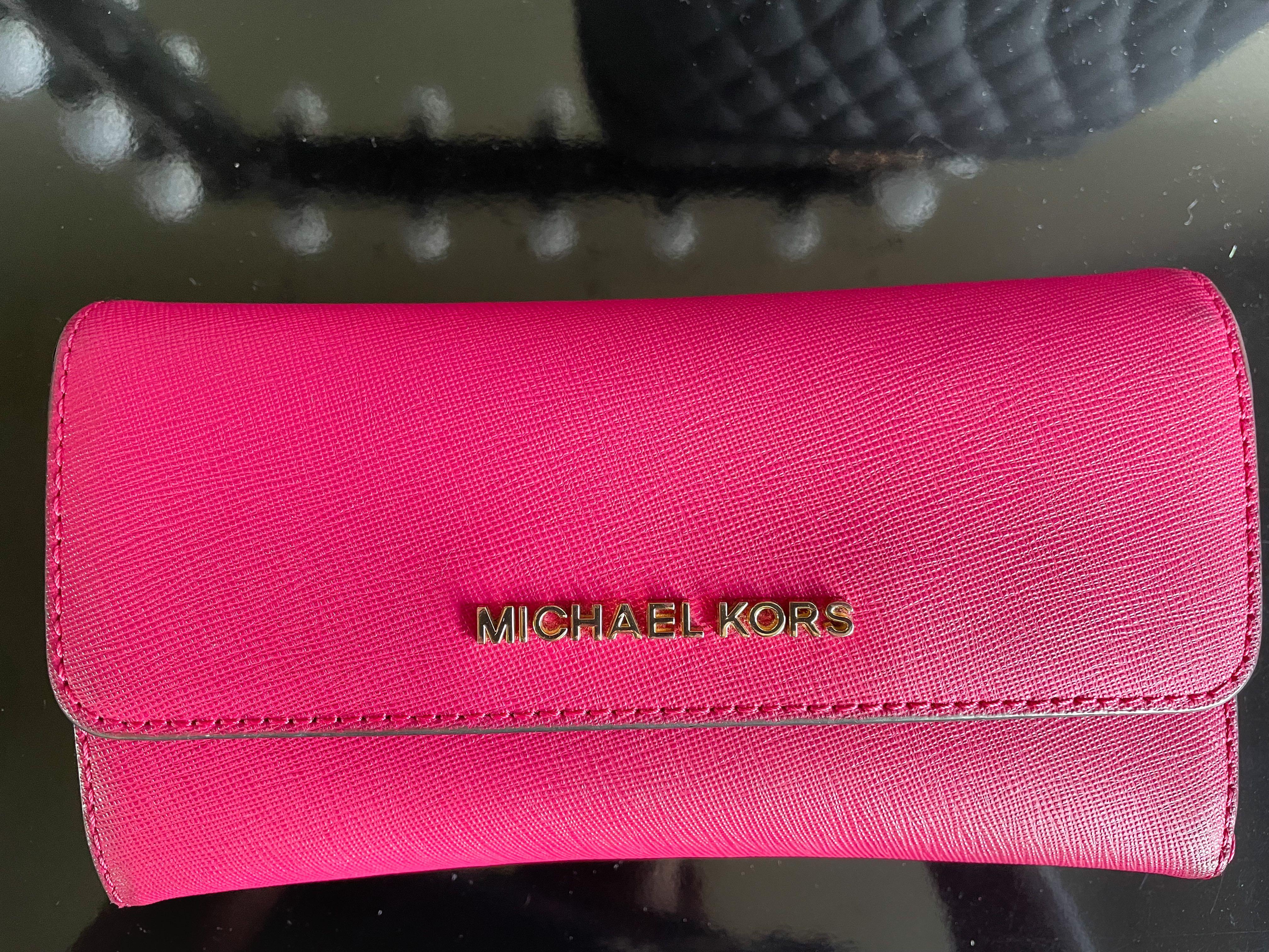 Michael Kors Hot Pink Wallet, Luxury, Bags & Wallets on Carousell