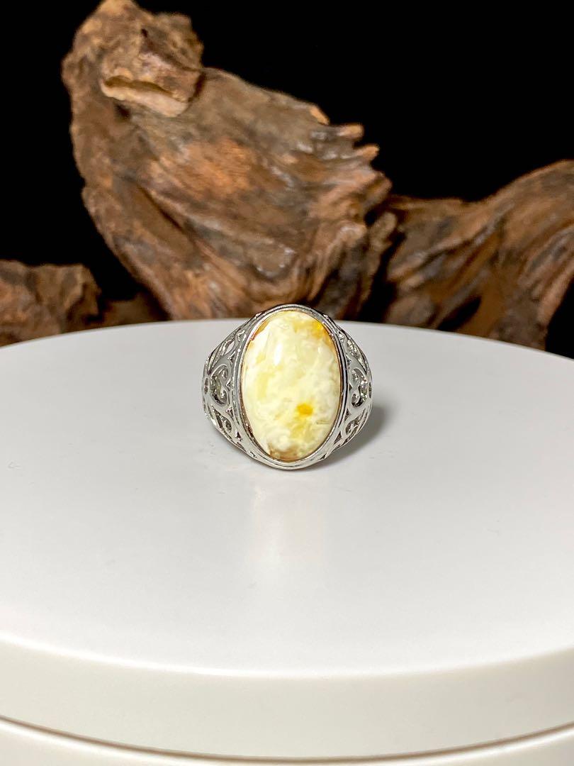 White sale amber ring