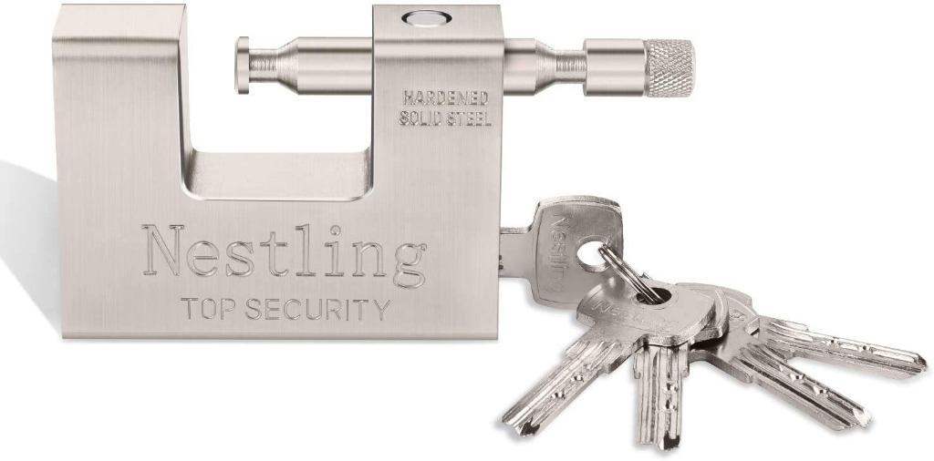 94mm HARDENED STEEL SHUTTER PADLOCK 5 Keys High Security Warehouse Door Secure 