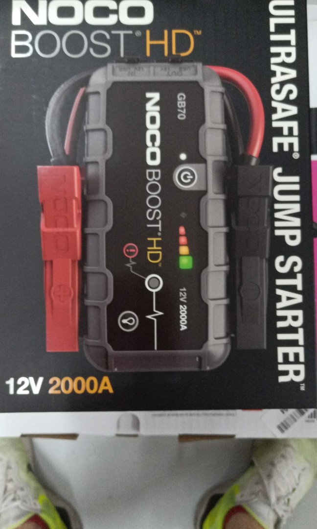 NOCO Boost HD GB70 2000 Amp 12-Volt UltraSafe Lithium Jump Starter Box, Car  Battery Booster Pack, Portable Power Bank Charger, and Jumper Cables For Up  To 8-Liter Gasoline and 6-Liter Diesel Engines, Car Accessories,  Accessories on Carousell