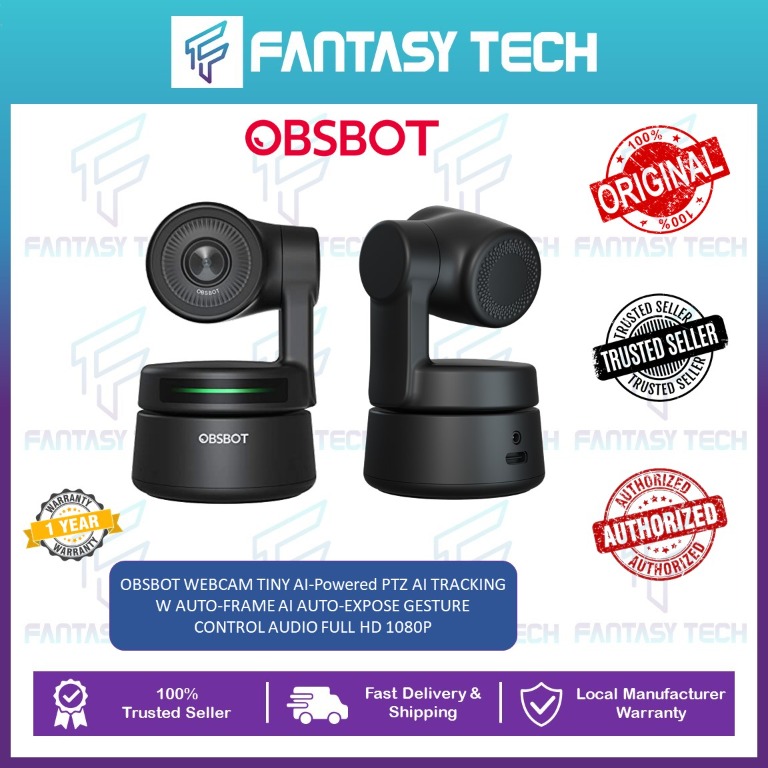 OBSBOT WEBCAM TINY AI-Powered PTZ AI TRACKING W AUTO-FRAME AI AUTO ...