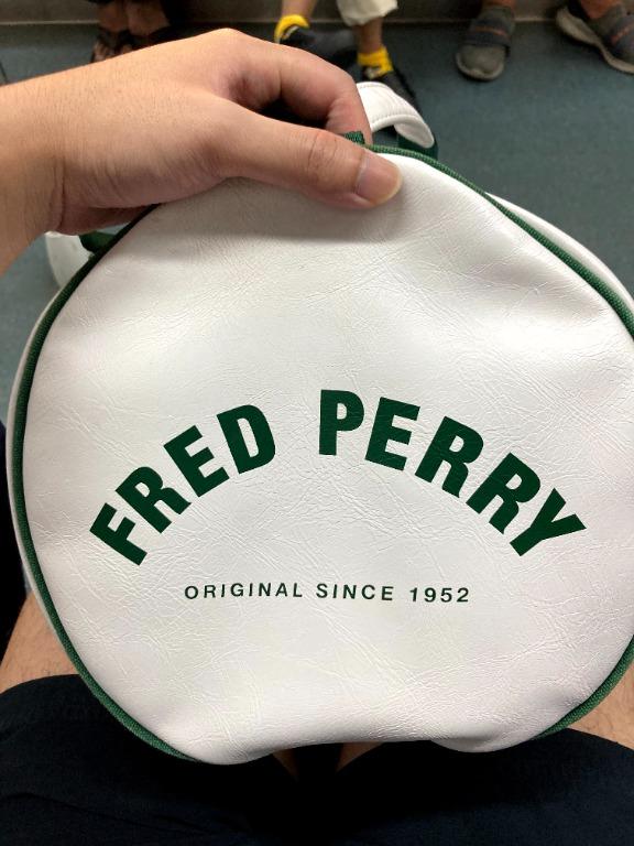 Original Fred Perry White Green Barrel Bag