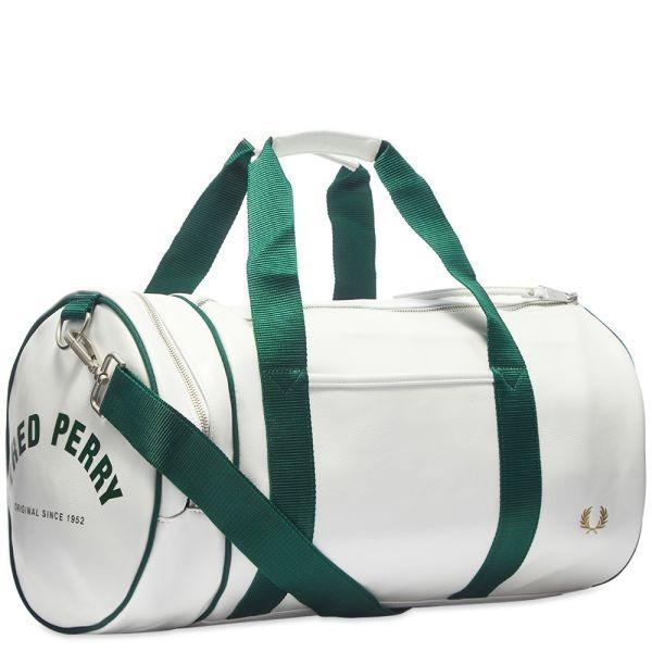 Original Fred Perry White Green Barrel Bag