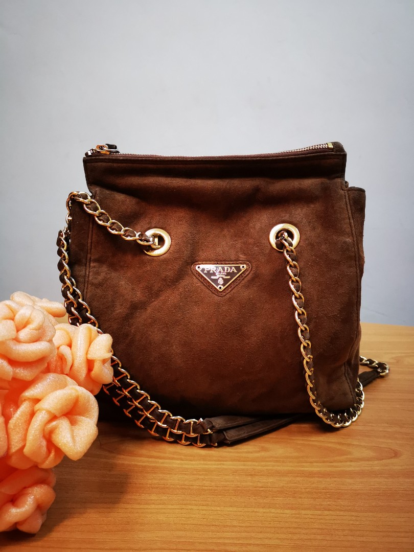 Prada suede shoulder bag hotsell