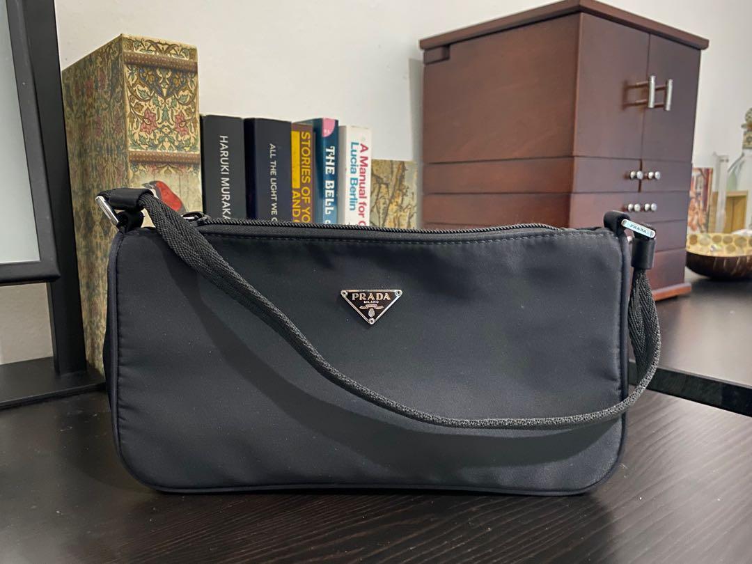 Prada vintage nylon mini shoulder bag in black, Luxury, Bags & Wallets on  Carousell