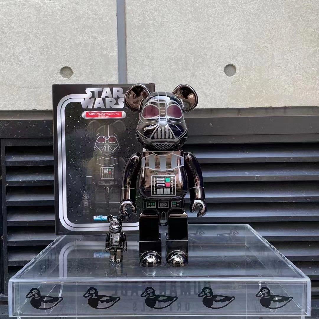 [In Stock] BE@RBRICK x Darth Vader (Rogue One Ver.) 100%+400% set Chrome  Ver. (Medicom Toy 25th Anniversary Exhibition Exclusive)