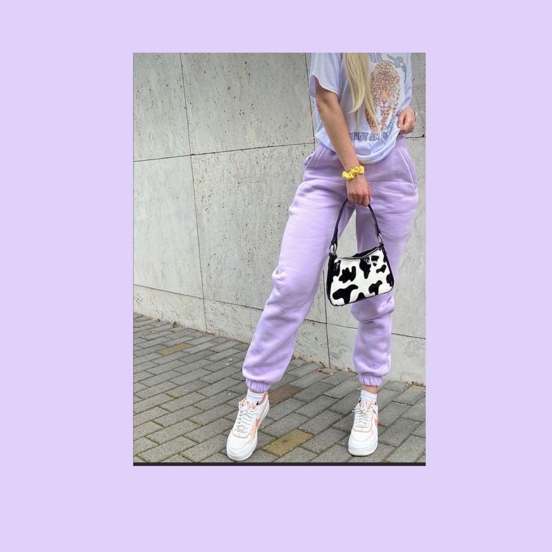 Purple sweatpants joggers pants bottoms wide leg straight aesthetic elastic stretchable cute uzzlang Korean shein women ladies girls pants y2k indie