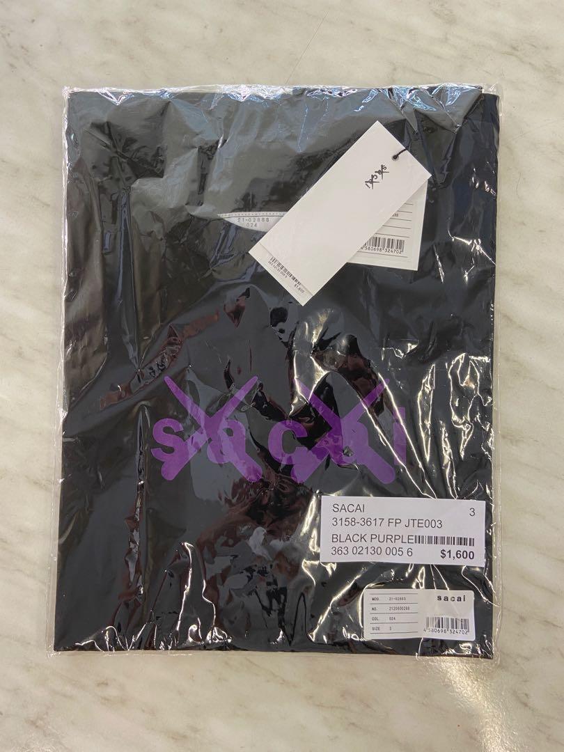 現貨黑白兩色]sacai x KAWS sacai KAWS Flock printed T-shirt size 3