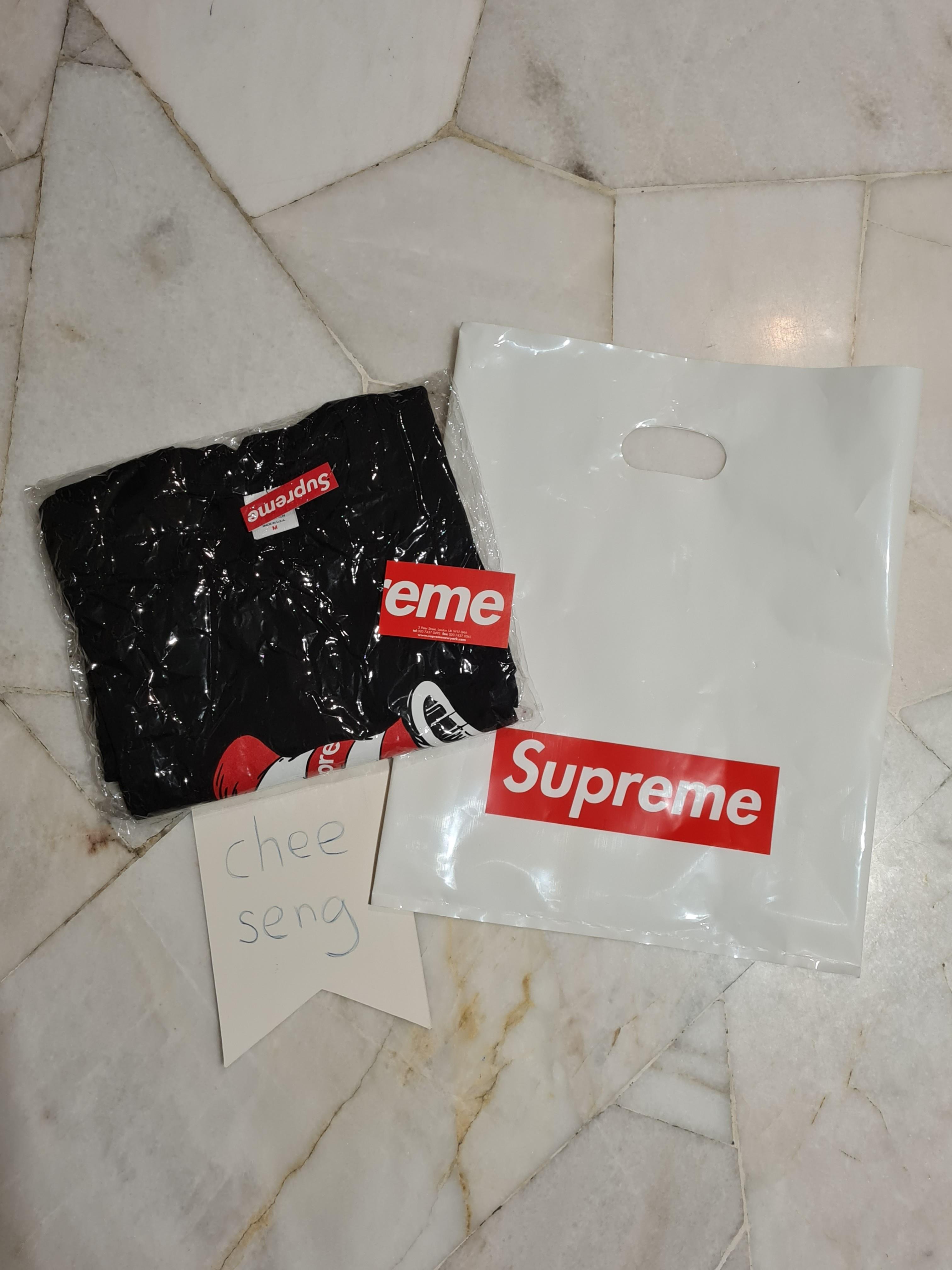 Supreme Cat In The Hat Tee Black with Freebies Men s Fashion