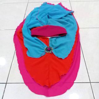 Tudung ala Fareeda Hot Pink / Red / Blue 3 Layer