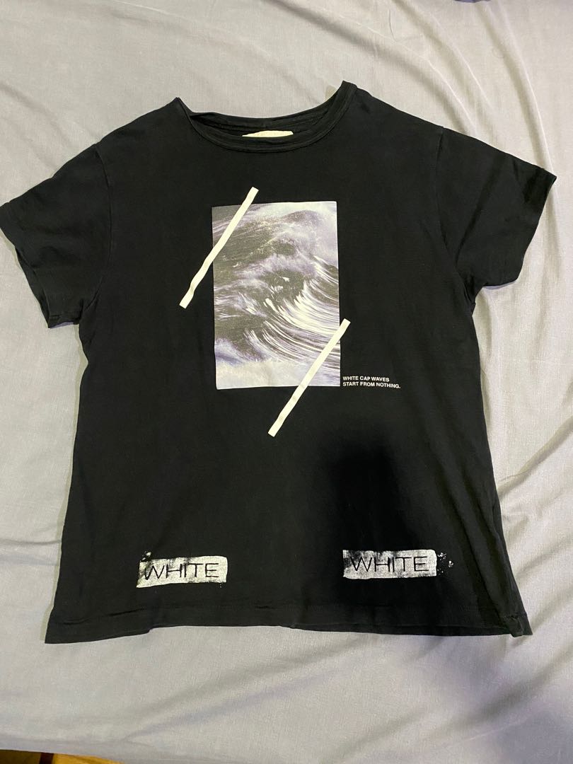 USED AUTHENTIC OFF WHITE WAVE TEE T SHIRT Men s