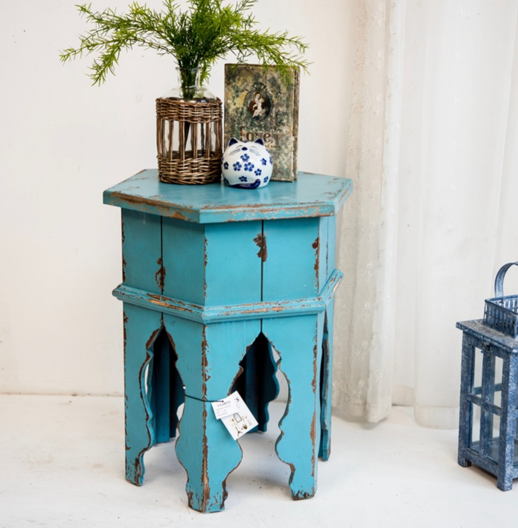 Vintage style side coffee table rustic retro V53, Furniture & Home ...