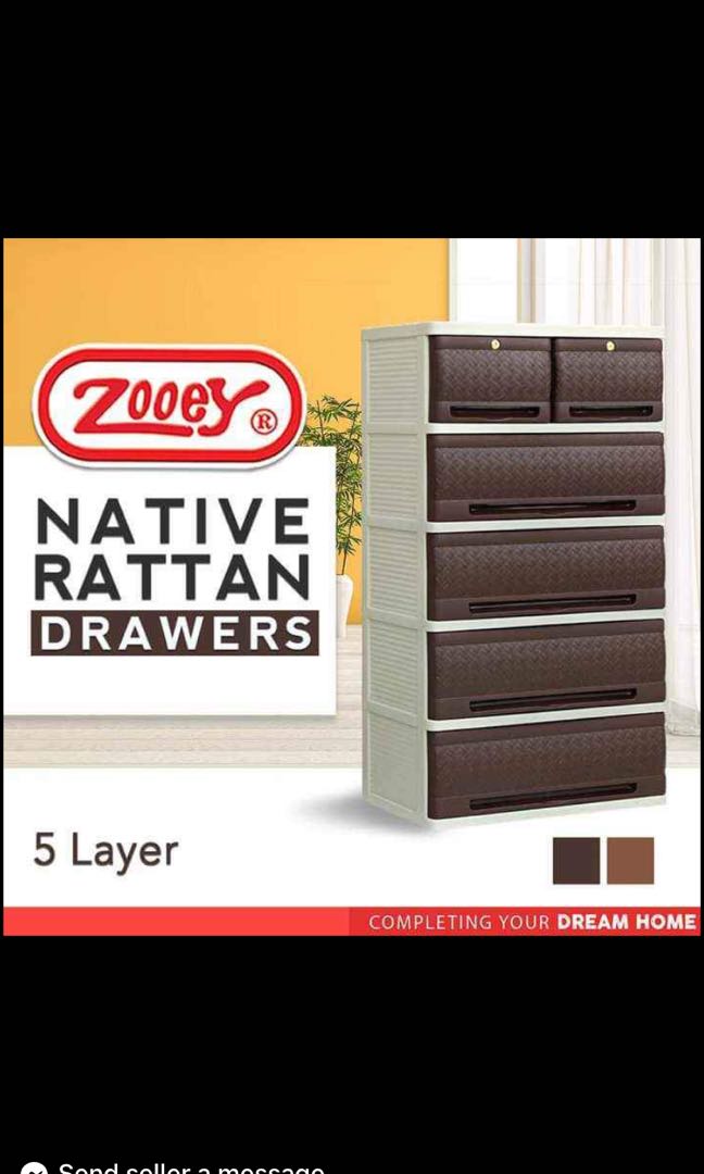 Zooey 5 Layer Native Rattan Drawer, Furniture & Home Living, Furniture ...