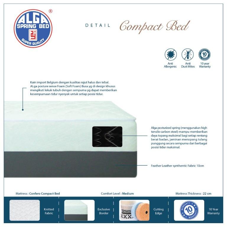 1 Set Kasur Alga Spring bed Confero Compact springbed matras, Perabotan