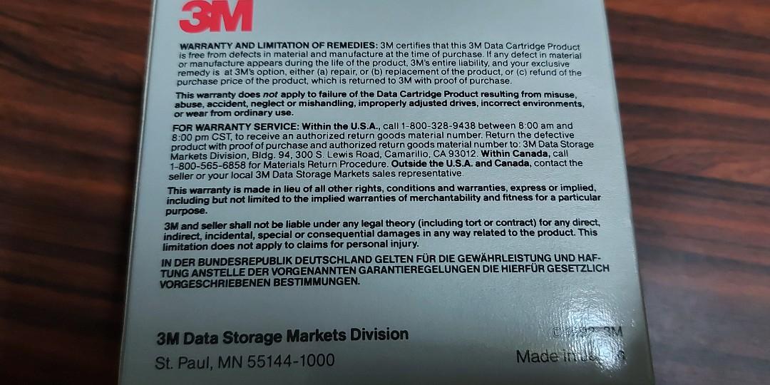 3M DC 2120 Mini Data Cartridge Tape 5pack 120MB 307.5ft blank